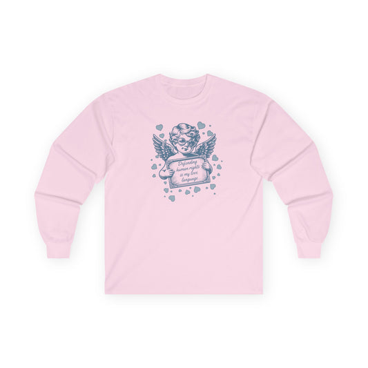 Defending Humans Rights Is My Love Language Unisex Long Sleeve Tee | Valentine's Day Activism Shirt | The Collective Flame Fund Collection