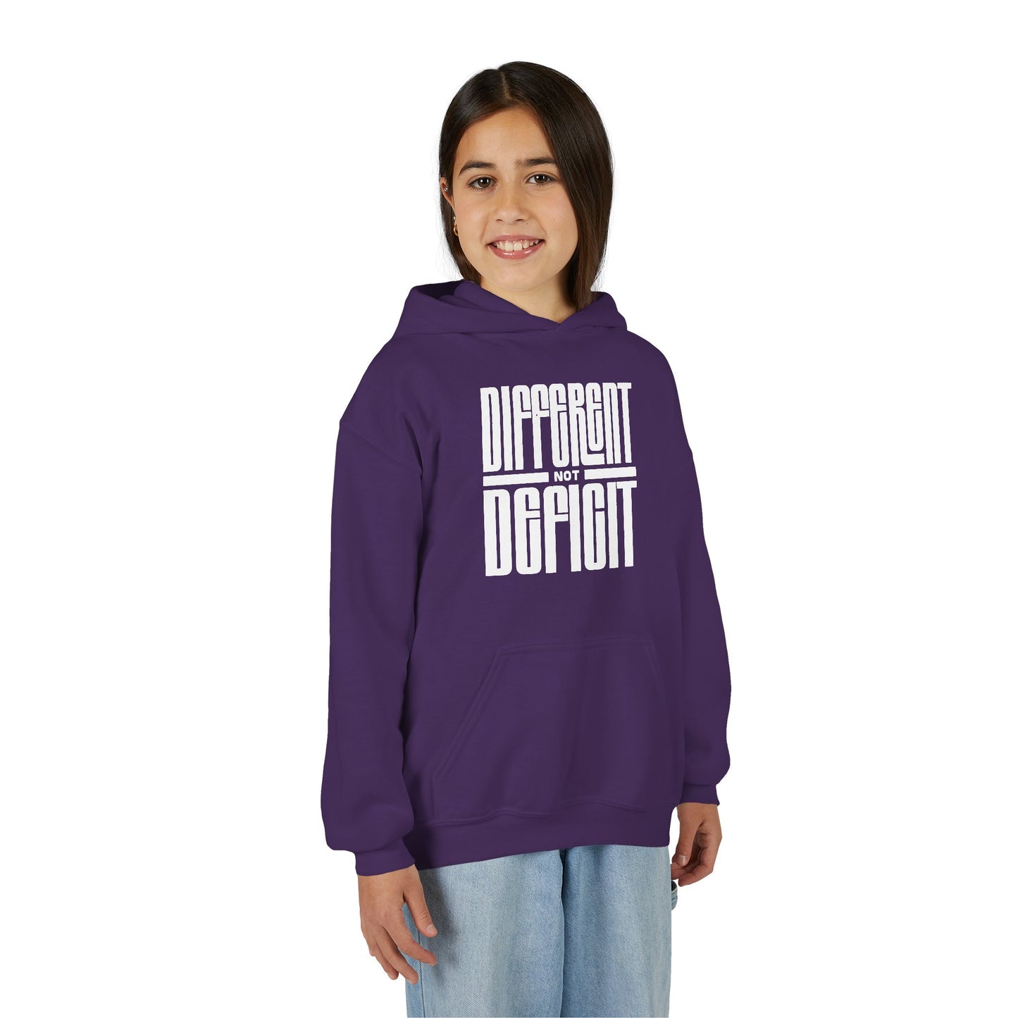Youth "Different Not Deficit" Unisex Hoodie | Autism & Neurodiversity Advocacy Hooded Sweatshirt