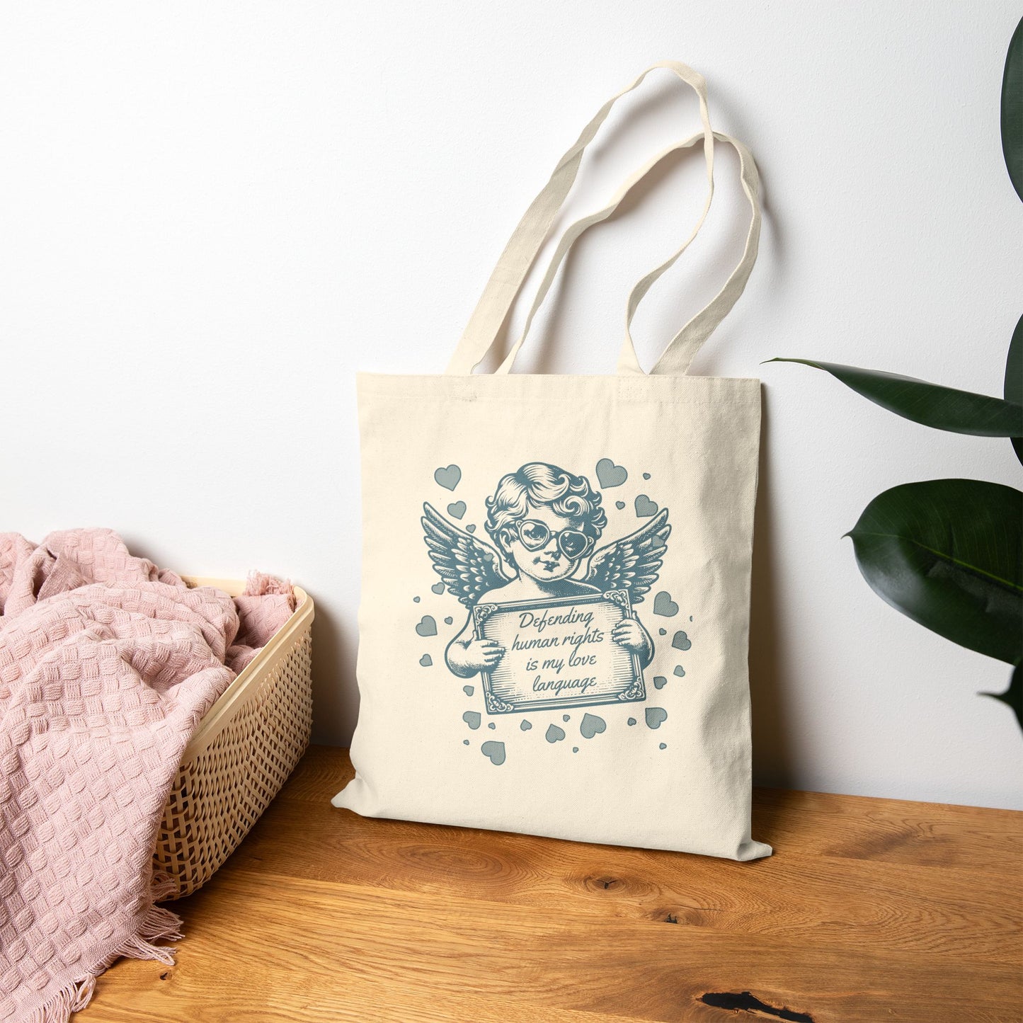 Defending Humans Rights Is My Love Language Canvas Tote| Valentine's Day Activism Bag | The Collective Flame Fund Collection