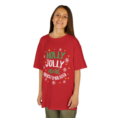 Youth Holly Jolly Unisex Tee | Funny Christmas Shirt for the Overstimulated