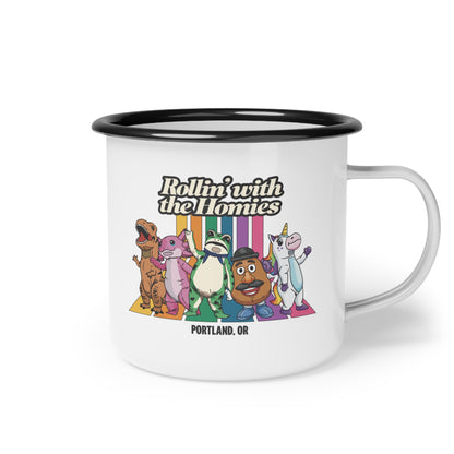 Rollin' with the Homies Enamel Camping Mug | Portland Anti-ICE Inflatable Resistance Cup | Firestarter Fund Collection