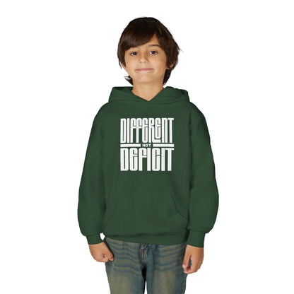 Youth "Different Not Deficit" Unisex Hoodie | Autism & Neurodiversity Advocacy Hooded Sweatshirt
