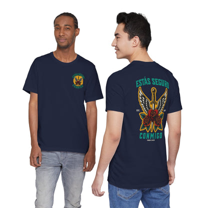 You Are Safe With Me Sword Unisex Tee | Estás Seguro Conmigo Shirt | Immigrant Rights & Solidarity Collection