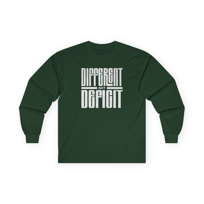 "Different Not Deficit" Unisex Long Sleeve Tee | Autism & Neurodiversity Advocacy Shirt