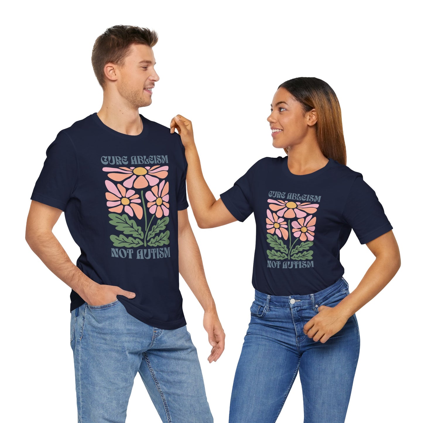 "Cure Ableism Not Autism" Tee | Retro Floral Activist Shirt | Ember & Oath