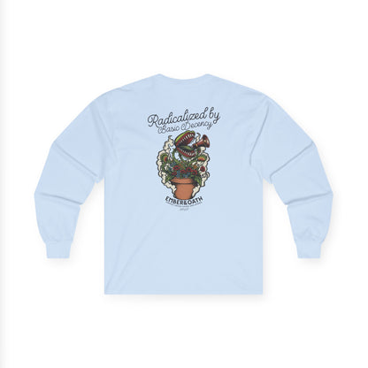 "Radicalized by Basic Decency" Unisex Long Sleeve Tee | American Traditional Venus Flytrap Shirt | Firestarter Fund Collection