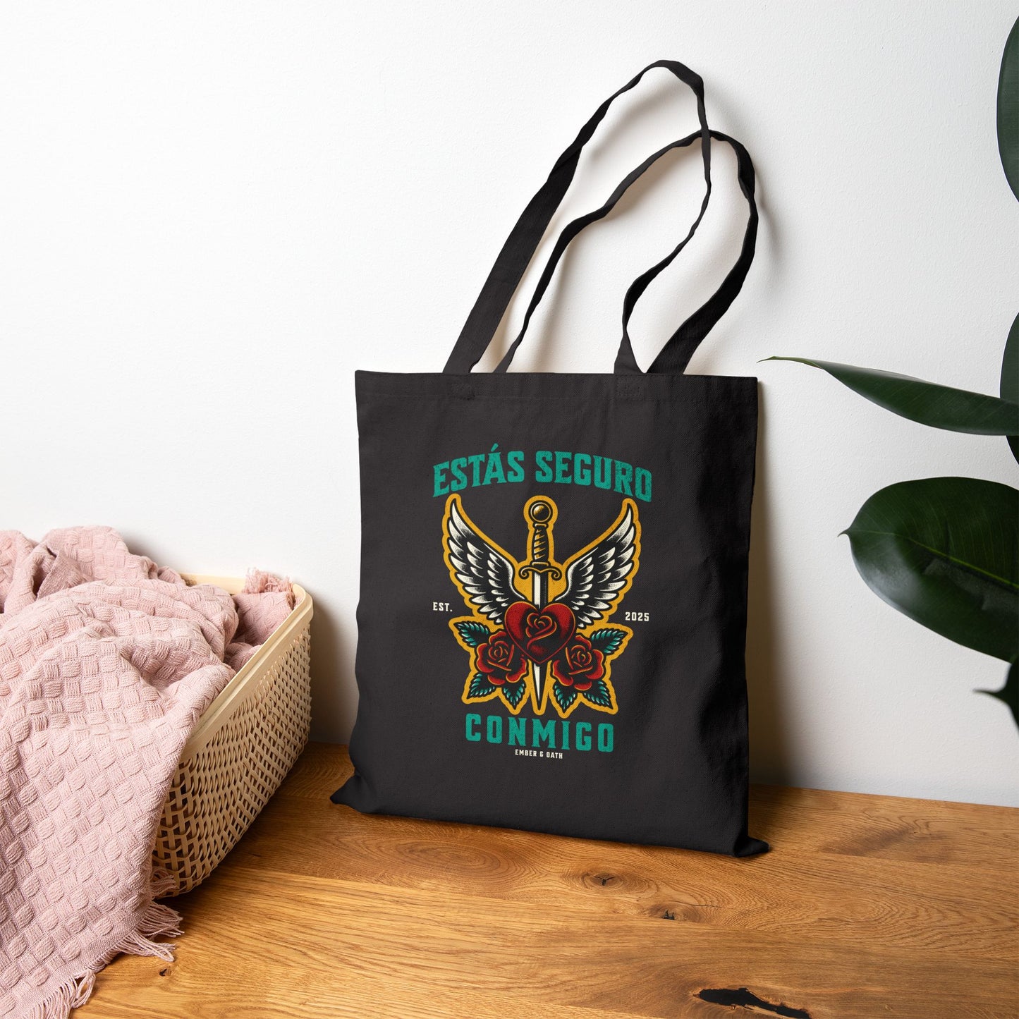 You Are Safe With Me Sword Tote | Estás Seguro Conmigo Bag | Immigrant Rights & Solidarity Collection