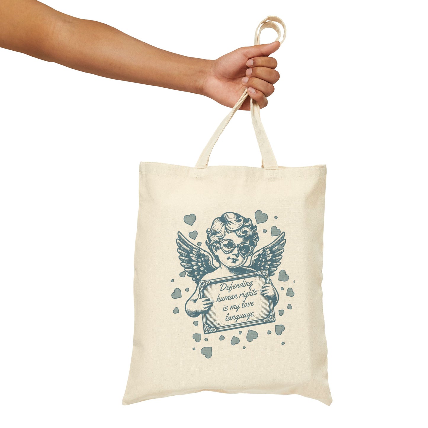 Defending Humans Rights Is My Love Language Canvas Tote| Valentine's Day Activism Bag | The Collective Flame Fund Collection