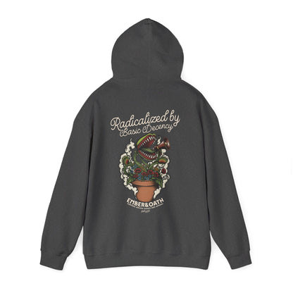 "Radicalized by Basic Decency" Unisex Hoodie | American Traditional Venus Flytrap Hooded Sweatshirt | Firestarter Fund Collection