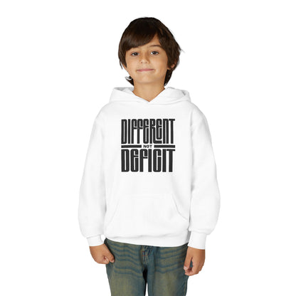 Youth "Different Not Deficit" Unisex Hoodie | Autism & Neurodiversity Advocacy Hooded Sweatshirt