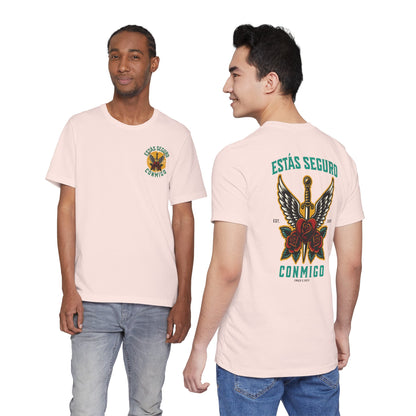 You Are Safe With Me Sword Unisex Tee | Estás Seguro Conmigo Shirt | Immigrant Rights & Solidarity Collection