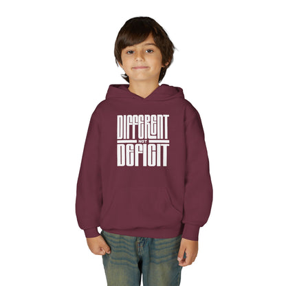 Youth "Different Not Deficit" Unisex Hoodie | Autism & Neurodiversity Advocacy Hooded Sweatshirt
