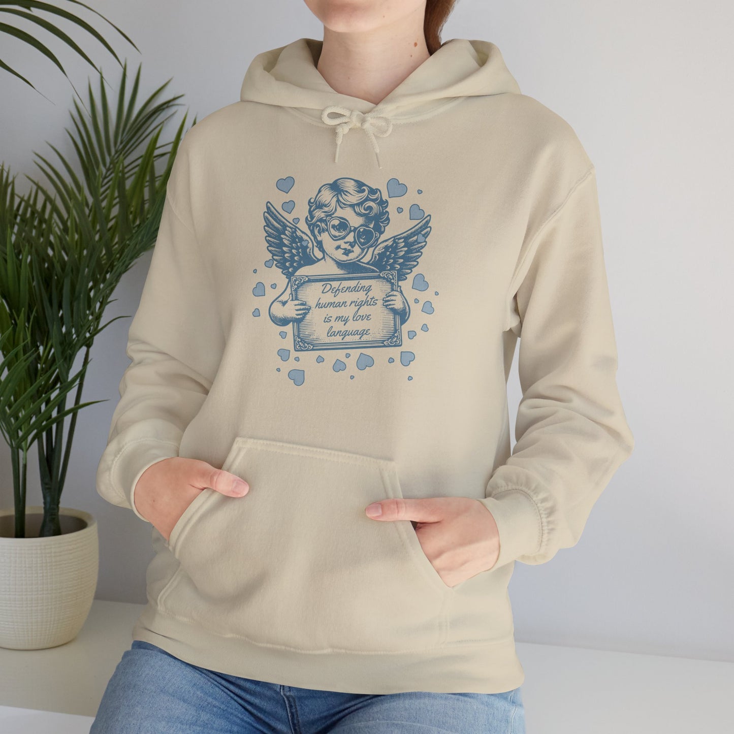 Defending Humans Rights Is My Love Language Unisex Hoodie | Valentine's Day Activism Hooded Swatshirt | The Collective Flame Fund Collection