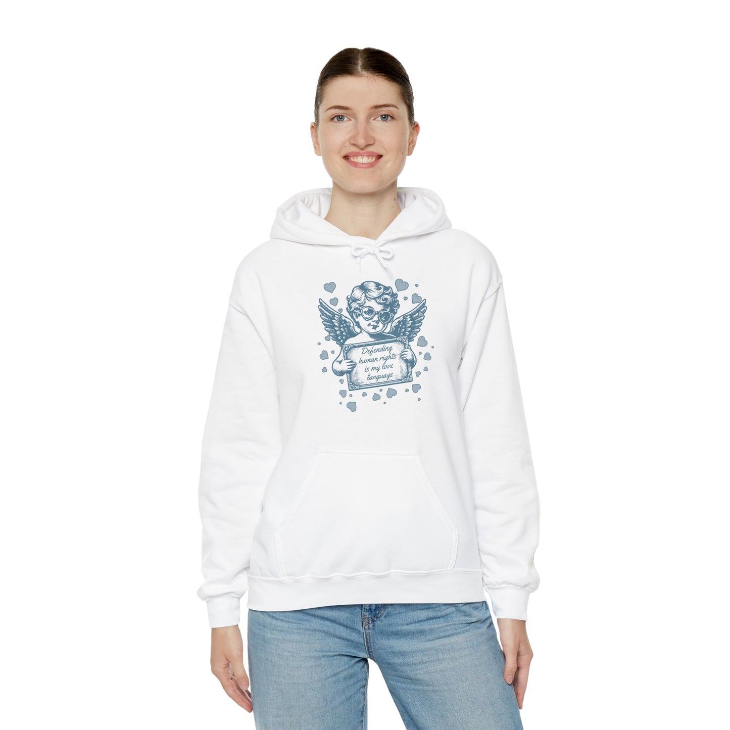 Defending Humans Rights Is My Love Language Unisex Hoodie | Valentine's Day Activism Hooded Swatshirt | The Collective Flame Fund Collection