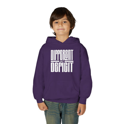 Youth "Different Not Deficit" Unisex Hoodie | Autism & Neurodiversity Advocacy Hooded Sweatshirt