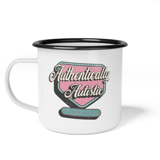 "Authentically Autistic" Enamel Camping Mug | Autism & Neurodiversity Advocacy Mug