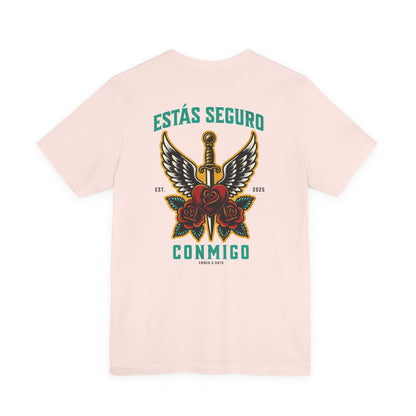 You Are Safe With Me Sword Unisex Tee | Estás Seguro Conmigo Shirt | Immigrant Rights & Solidarity Collection