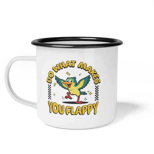 "Do What Makes You Flappy" Enamel Camping Mug | Autism & Neurodiversity Advocacy Mug