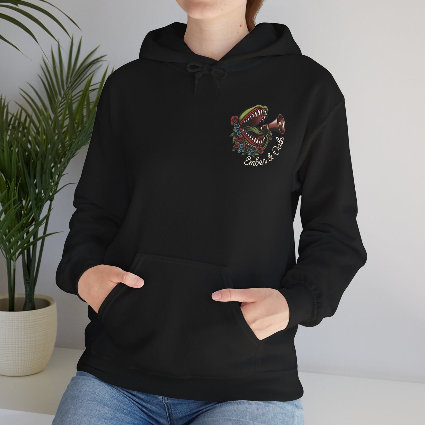"Radicalized by Basic Decency" Unisex Hoodie | American Traditional Venus Flytrap Hooded Sweatshirt | Firestarter Fund Collection