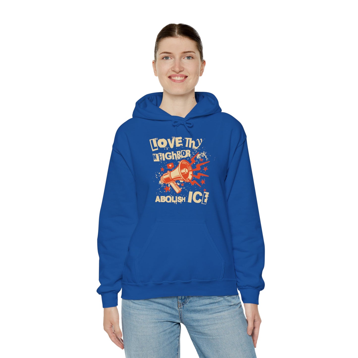 Love Thy Neighbor Unisex Hoodie | Abolish Ice Hooded Sweatshirt | The Collective Flame Fund Collection