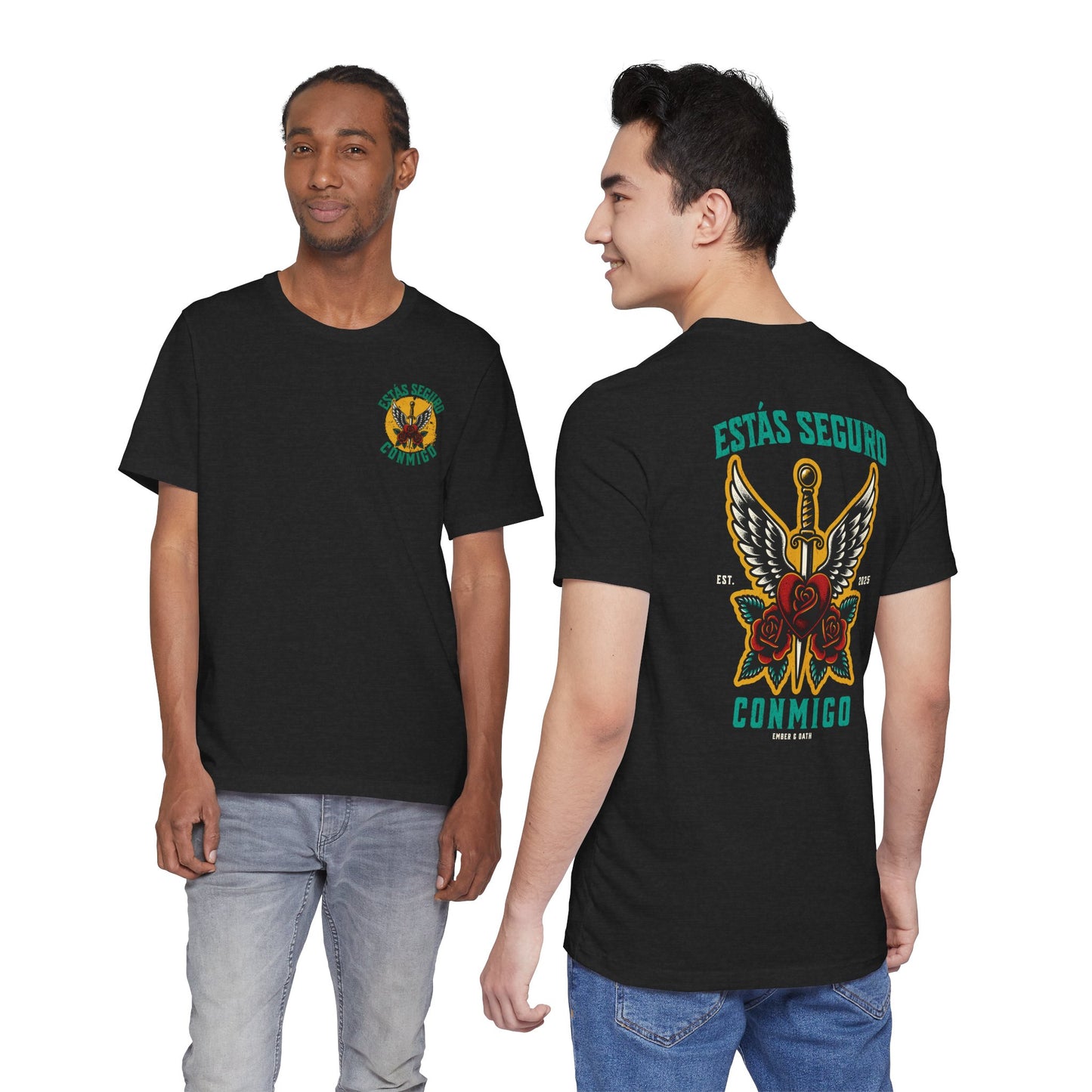 You Are Safe With Me Sword Unisex Tee | Estás Seguro Conmigo Shirt | Immigrant Rights & Solidarity Collection