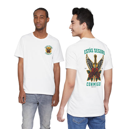 You Are Safe With Me Sword Unisex Tee | Estás Seguro Conmigo Shirt | Immigrant Rights & Solidarity Collection
