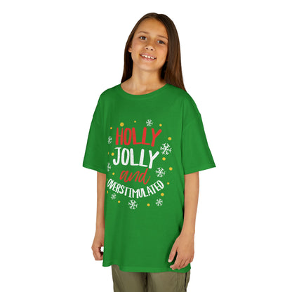 Youth Holly Jolly Unisex Tee | Funny Christmas Shirt for the Overstimulated