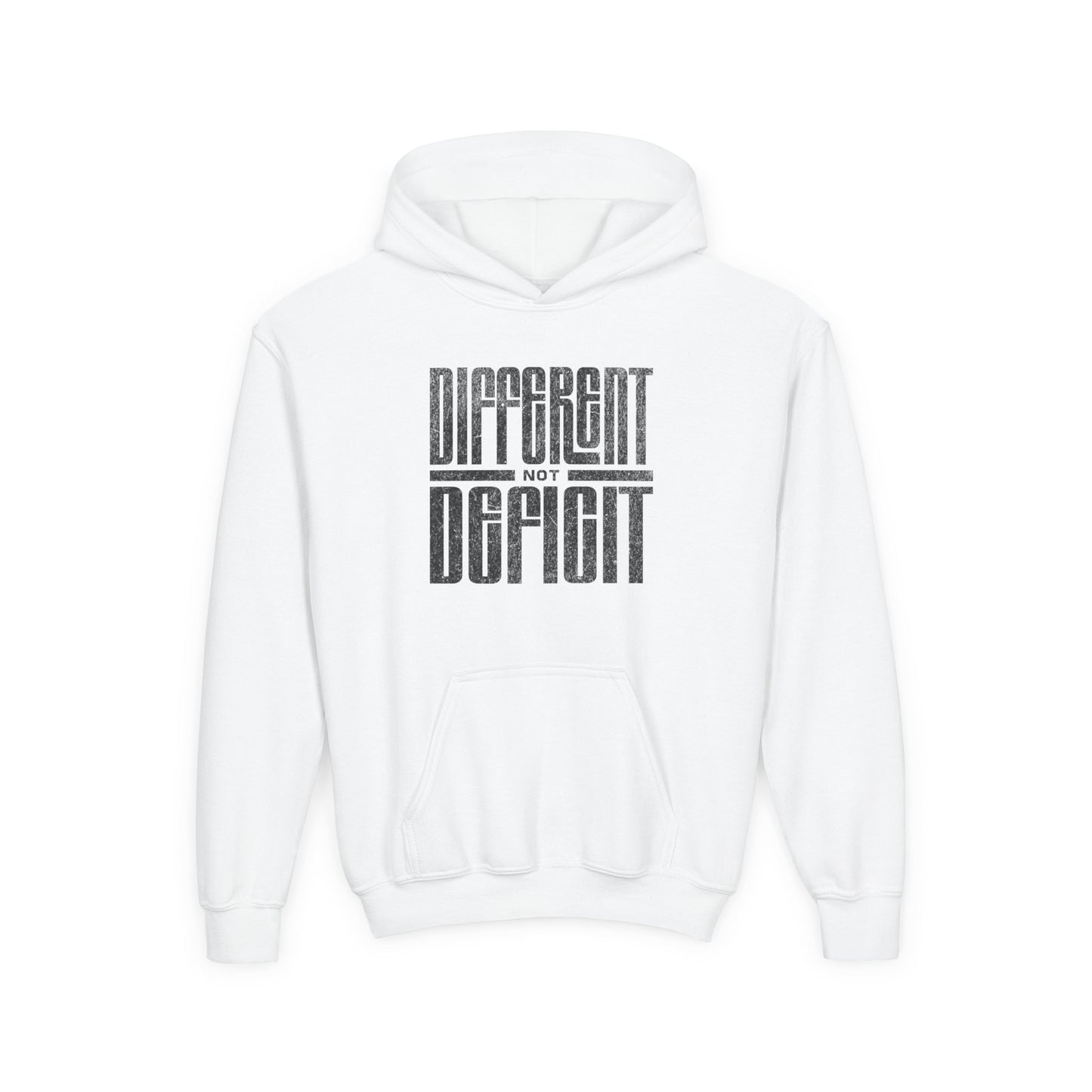 Youth "Different Not Deficit" Unisex Hoodie | Autism & Neurodiversity Advocacy Hooded Sweatshirt