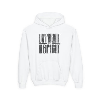Youth "Different Not Deficit" Unisex Hoodie | Autism & Neurodiversity Advocacy Hooded Sweatshirt