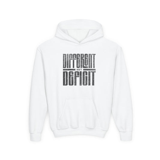 Youth "Different Not Deficit" Unisex Hoodie | Autism & Neurodiversity Advocacy Hooded Sweatshirt