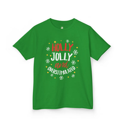 Youth Holly Jolly Unisex Tee | Funny Christmas Shirt for the Overstimulated