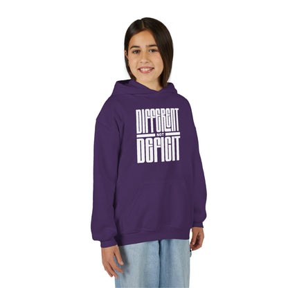 Youth "Different Not Deficit" Unisex Hoodie | Autism & Neurodiversity Advocacy Hooded Sweatshirt