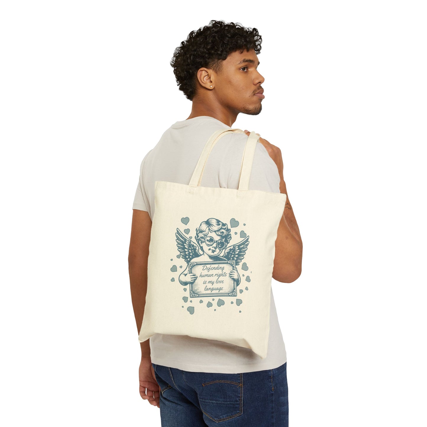 Defending Humans Rights Is My Love Language Canvas Tote| Valentine's Day Activism Bag | The Collective Flame Fund Collection