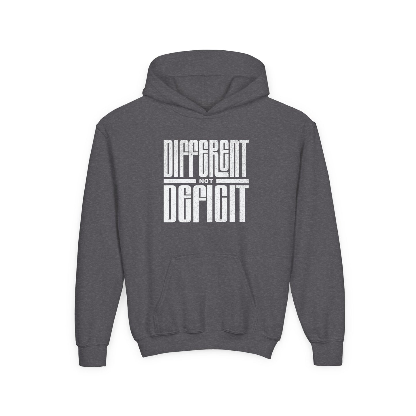 Youth "Different Not Deficit" Unisex Hoodie | Autism & Neurodiversity Advocacy Hooded Sweatshirt