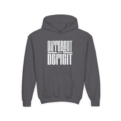 Youth "Different Not Deficit" Unisex Hoodie | Autism & Neurodiversity Advocacy Hooded Sweatshirt