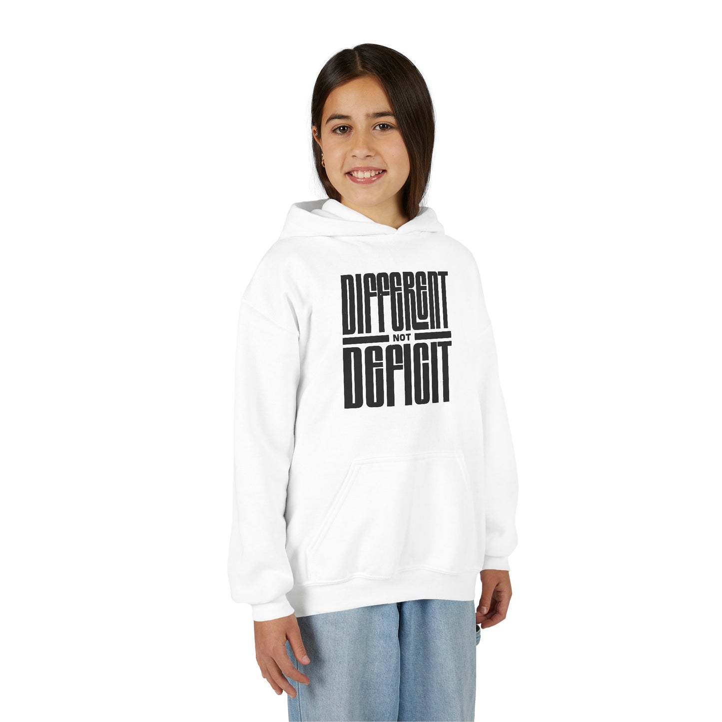 Youth "Different Not Deficit" Unisex Hoodie | Autism & Neurodiversity Advocacy Hooded Sweatshirt