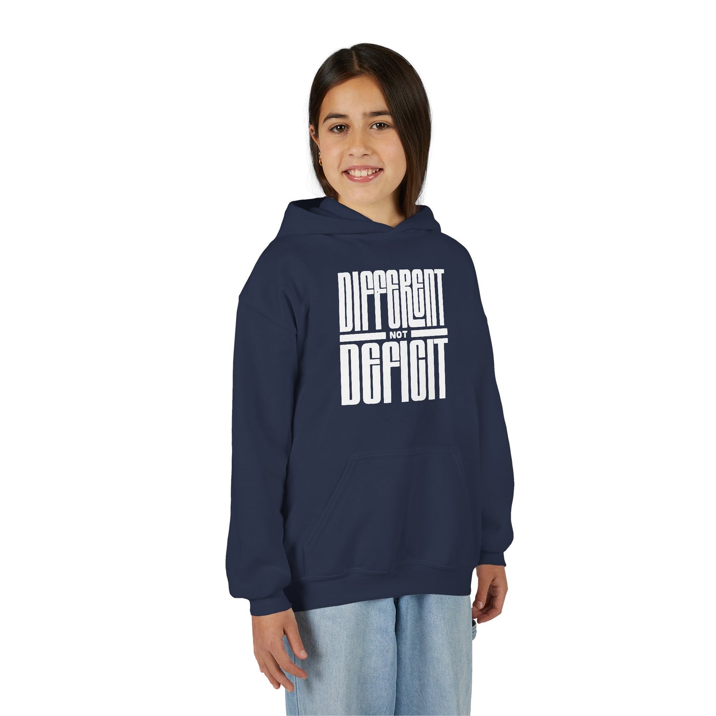 Youth "Different Not Deficit" Unisex Hoodie | Autism & Neurodiversity Advocacy Hooded Sweatshirt
