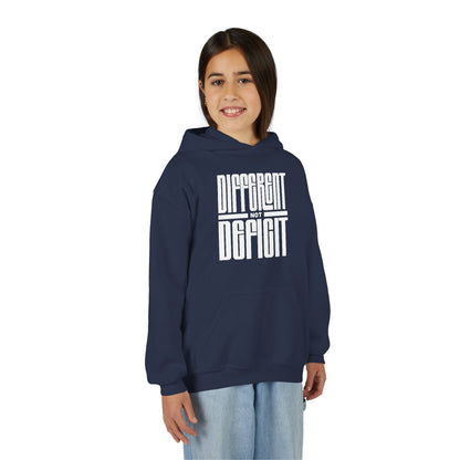 Youth "Different Not Deficit" Unisex Hoodie | Autism & Neurodiversity Advocacy Hooded Sweatshirt