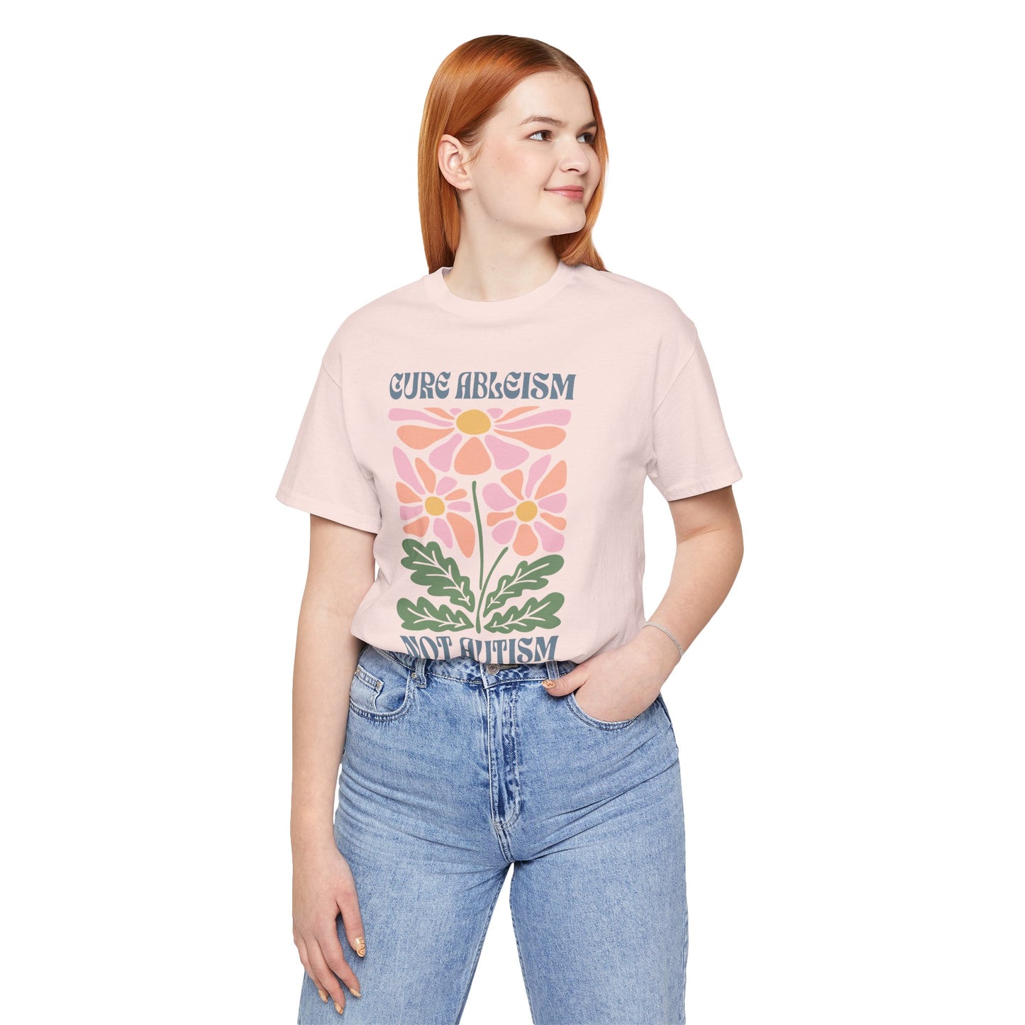 "Cure Ableism Not Autism" Tee | Retro Floral Activist Shirt | Ember & Oath