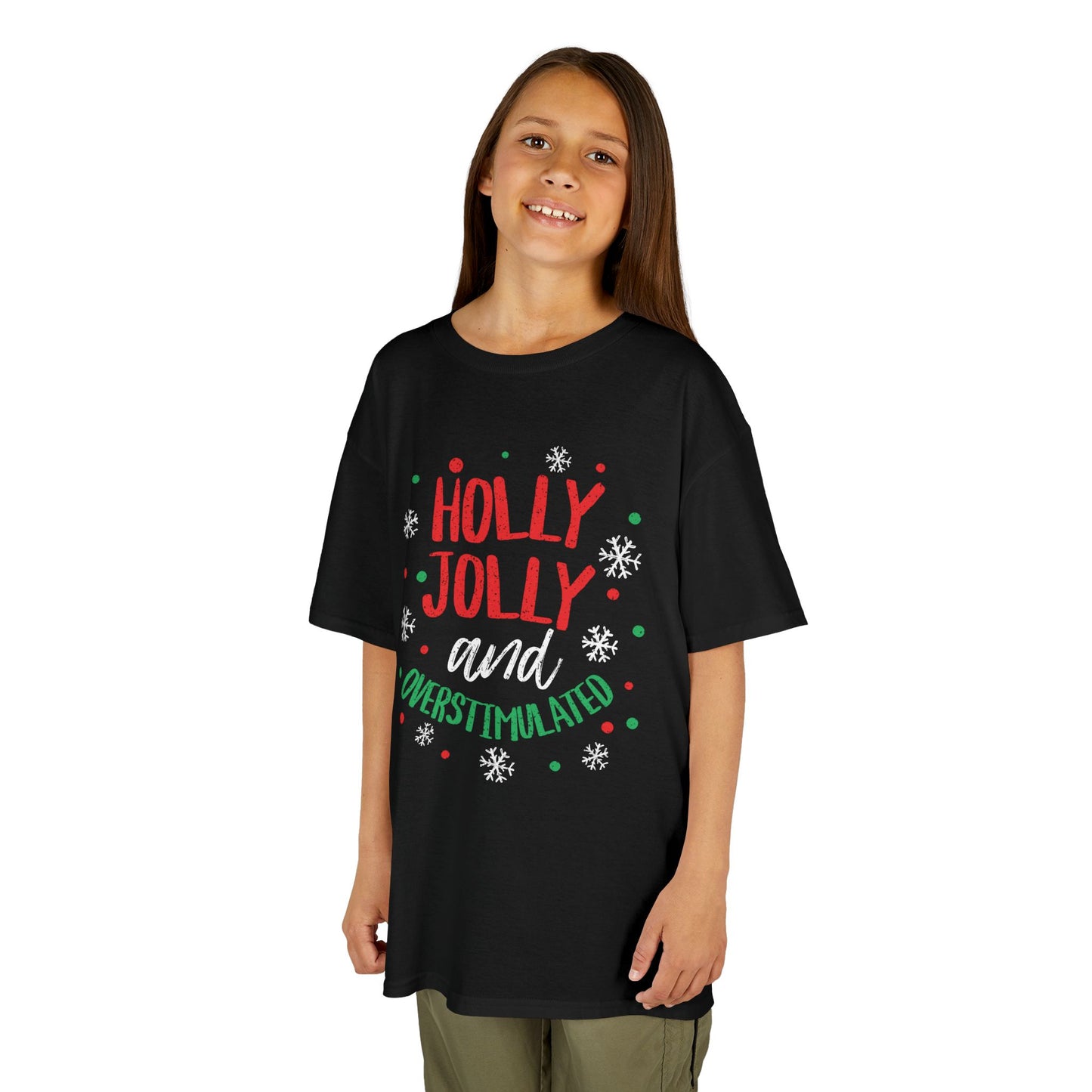 Youth Holly Jolly Unisex Tee | Funny Christmas Shirt for the Overstimulated