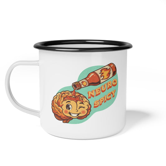 "Neurospicy" Enamel Camping Mug | Autism & Neurodiversity Coffee Cup