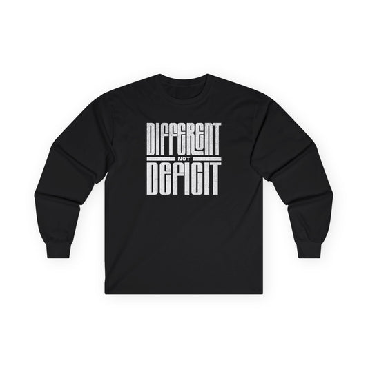 "Different Not Deficit" Unisex Long Sleeve Tee | Autism & Neurodiversity Advocacy Shirt