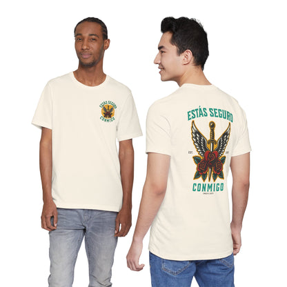 You Are Safe With Me Sword Unisex Tee | Estás Seguro Conmigo Shirt | Immigrant Rights & Solidarity Collection