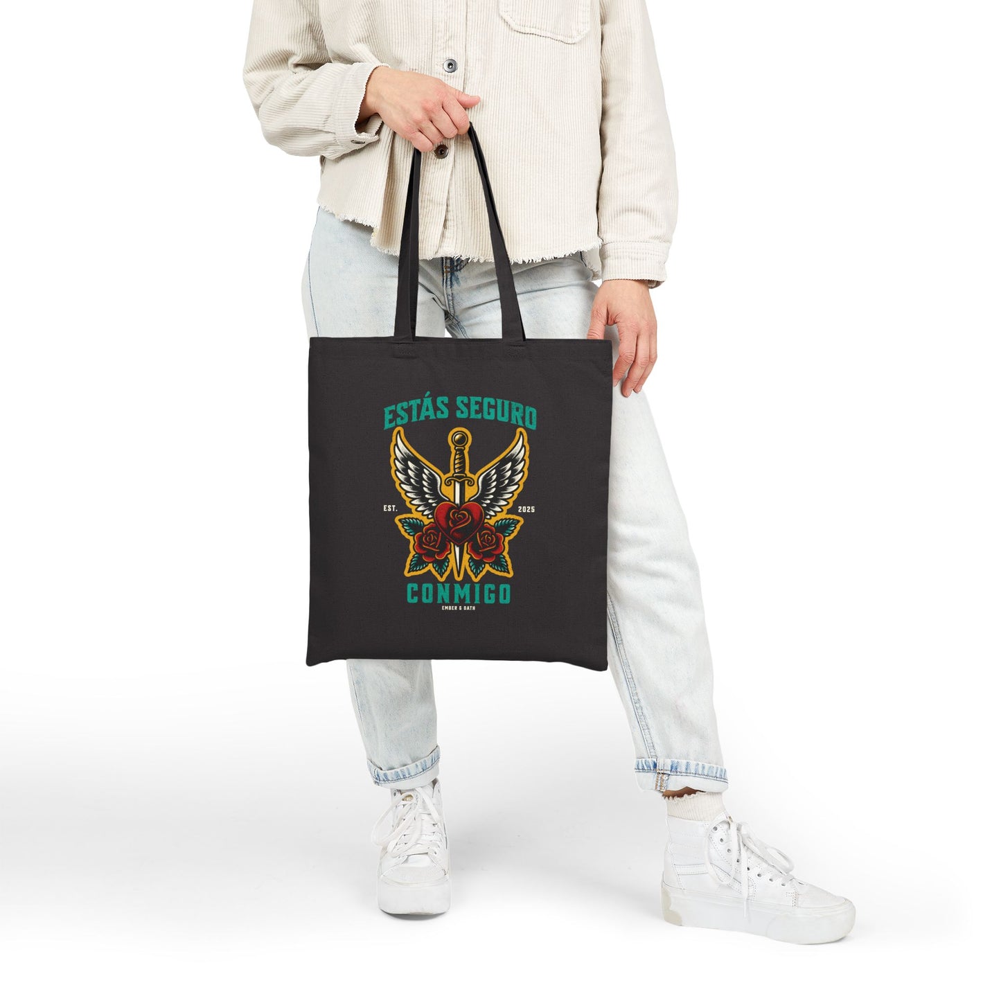 You Are Safe With Me Sword Tote | Estás Seguro Conmigo Bag | Immigrant Rights & Solidarity Collection