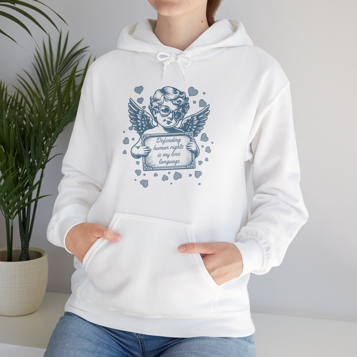 Defending Humans Rights Is My Love Language Unisex Hoodie | Valentine's Day Activism Hooded Swatshirt | The Collective Flame Fund Collection