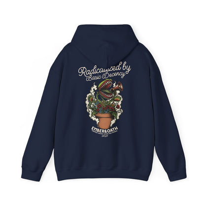 "Radicalized by Basic Decency" Unisex Hoodie | American Traditional Venus Flytrap Hooded Sweatshirt | Firestarter Fund Collection