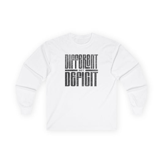 "Different Not Deficit" Unisex Long Sleeve Tee | Autism & Neurodiversity Advocacy Shirt
