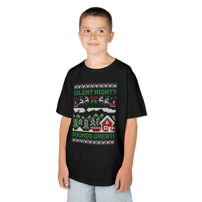 Youth "Silent Night? Sounds Great!" Unisex Tee | Ugly Christmas Shirt for the Overstimulated