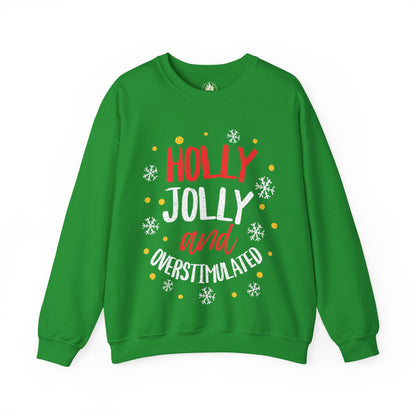 Holly Jolly Unisex Crewneck Sweatshirt | Funny Christmas Sweater for the overstimulated