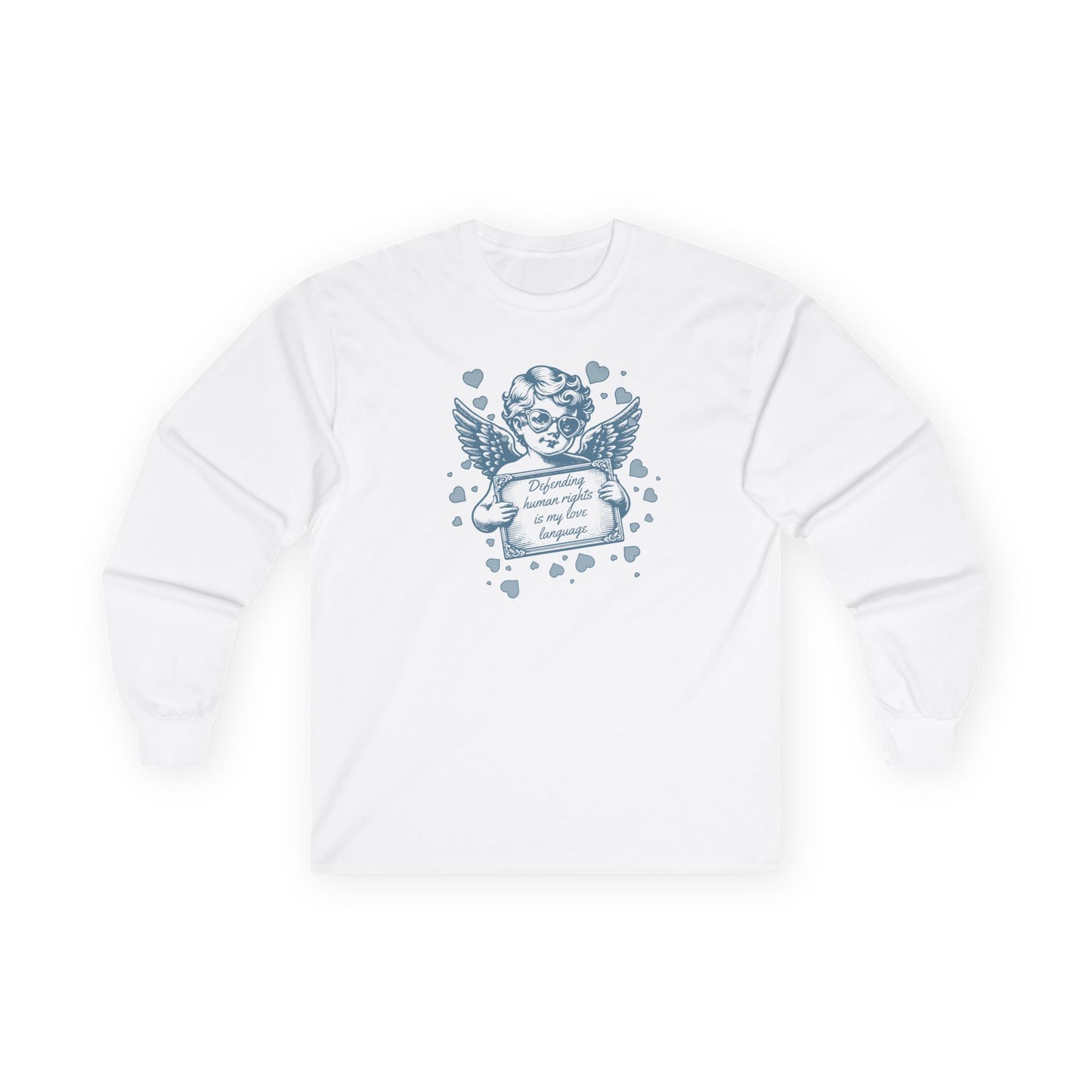 Defending Humans Rights Is My Love Language Unisex Long Sleeve Tee | Valentine's Day Activism Shirt | The Collective Flame Fund Collection